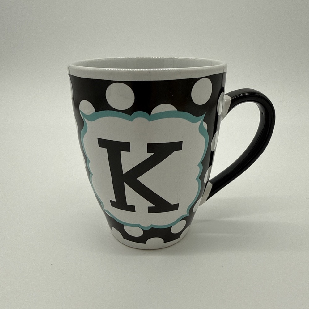 Personalized Monogram Letter "K" Coffee Mug Polka Dot